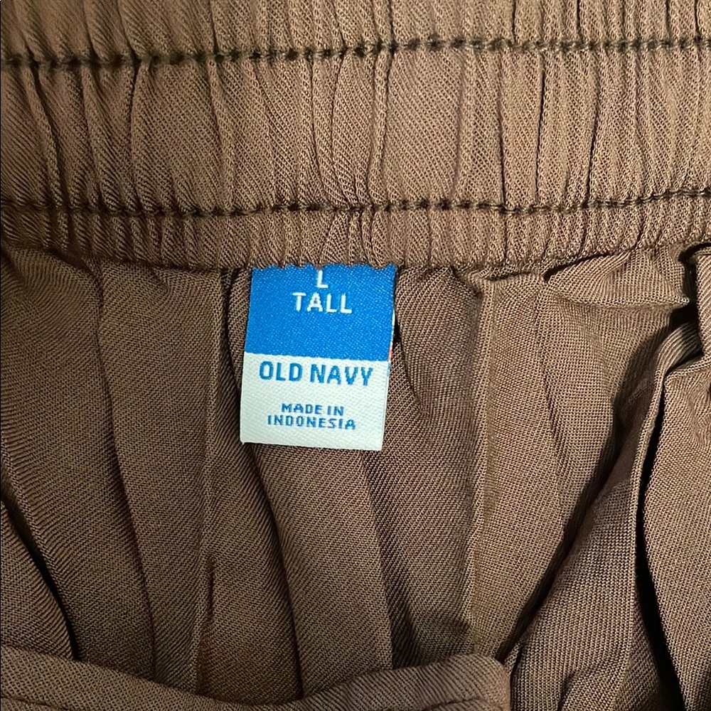 Old Navy Women's Wide Leg linen Pants  Brown nwt large tall - Picture 2 of 12